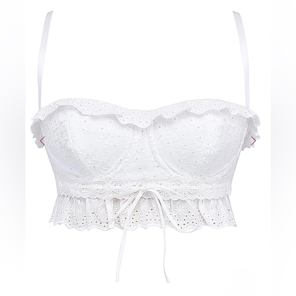 🟪Firm Price🟪House of CB Federico white Broderie Anglais bralette top - Picture 2 of 14